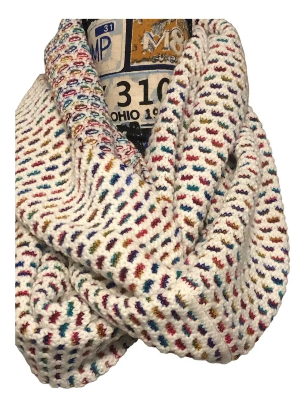 Talbots Multi Color Rainbow Tones Accent  Warm Textured Infinity Scarf